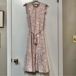 Ann Taylor factory pale paisley print flowy dress size S EUC feminine ruffles